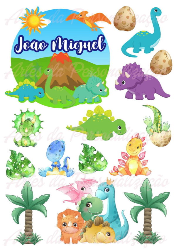 Topo de Bolo Dinossauro baby DIGITAL