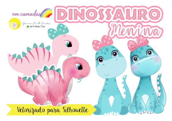 Topo De Bolo Dinossauro Baby Menina Ou Menino (studio+pdf)
