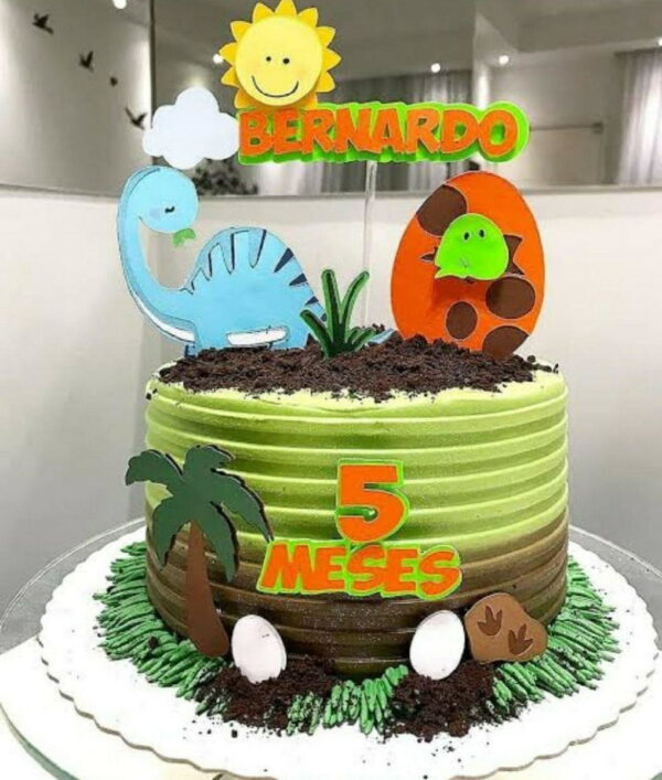 Topo de Bolo Dinossauro Bebê Dino + 4 Arquivos a Sua Escolha