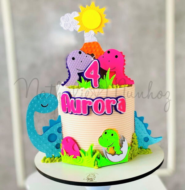 Topo de Bolo - Dinossauro Menina - Arquivo de Corte - Image 2