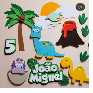 Arquivo de corte topo de bolo em camadas Dinossauro