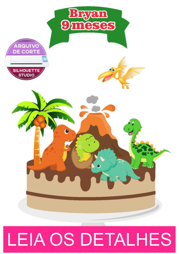 Topo de Bolo Dinossauros (Máquina Silhouette) - Image 2