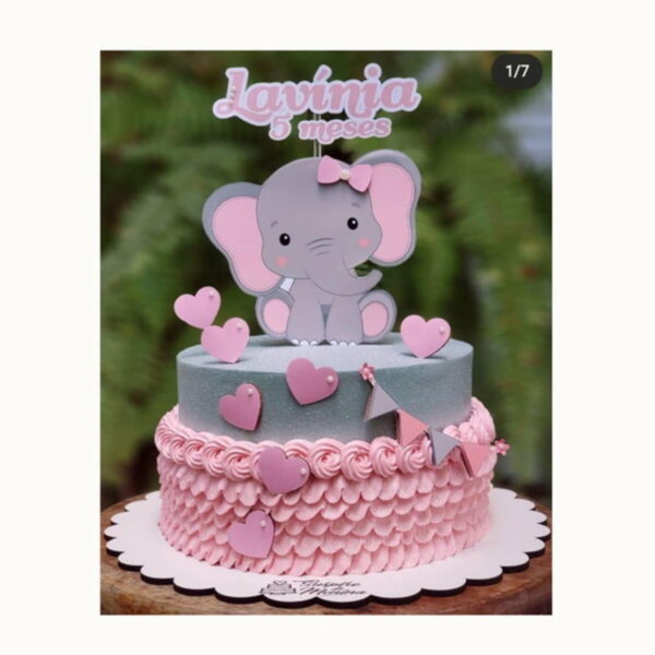 Arquivo de corte topo de bolo - Elefante Rosa - Image 2