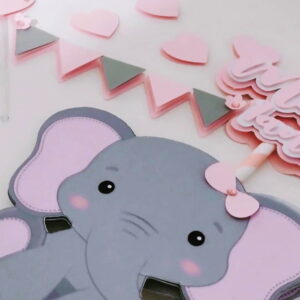 Arquivo de corte topo de bolo - Elefante Rosa