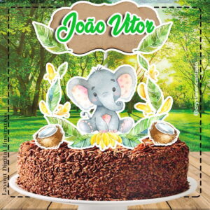 Topo de Bolo Elefantinho - Ref 0385 Arquivo Digital