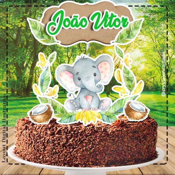 Topo de Bolo Elefantinho - Ref 0385 Arquivo Digital
