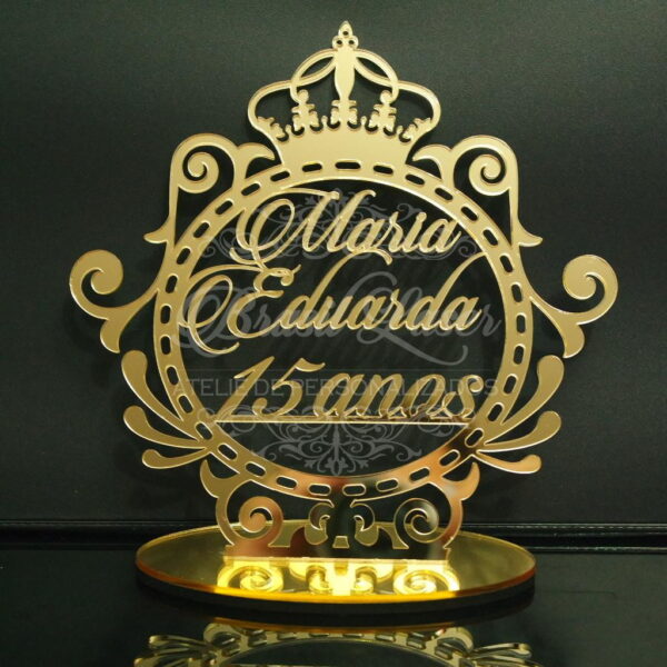 Topo de Bolo em Acrílico Espelhado Dourado - Image 5
