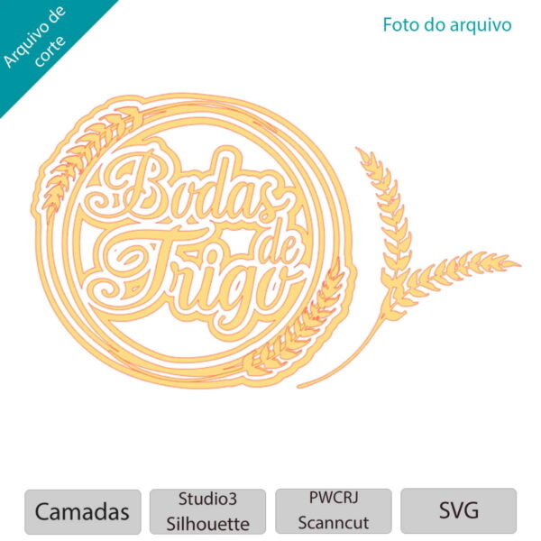 ARQUIVO Topo de bolo em camadas bodas de trigo +1 tema