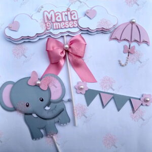 Kit com 5 arquivo de corte: 05-ELEFANTE Topo de bolo