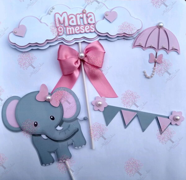 Kit com 5 arquivo de corte: 05-ELEFANTE Topo de bolo