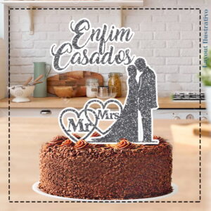 Topo de Bolo Enfim Casados 5291 Arquivo Digital
