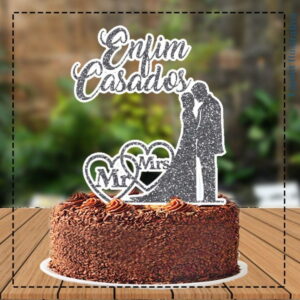 Topo de Bolo Enfim Casados - Ref. 5291 Arquivo Digital