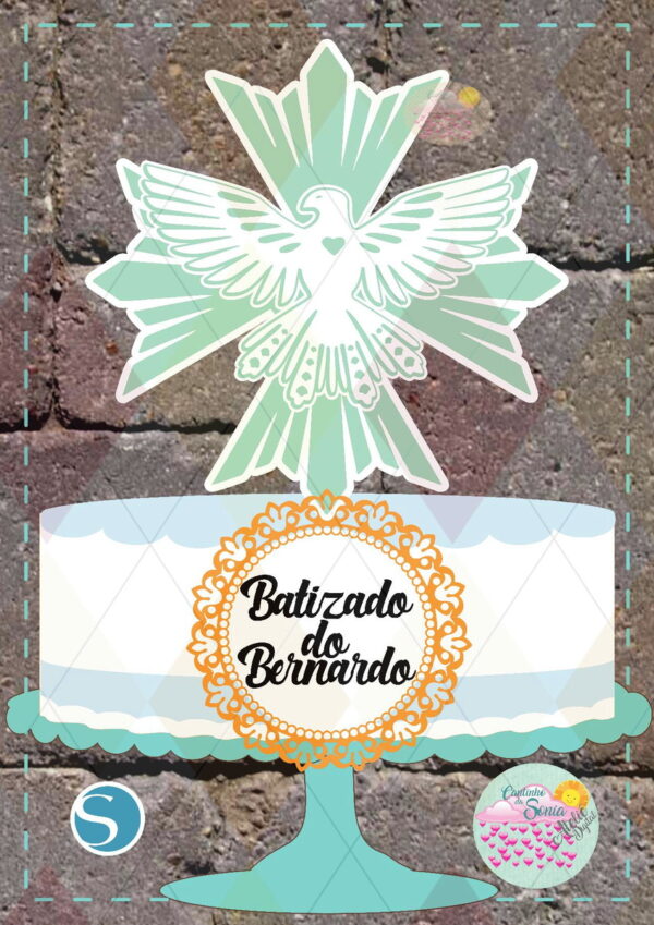 TOPO DE BOLO - ESPIRITO SANTO Batismo Batizado - 1231