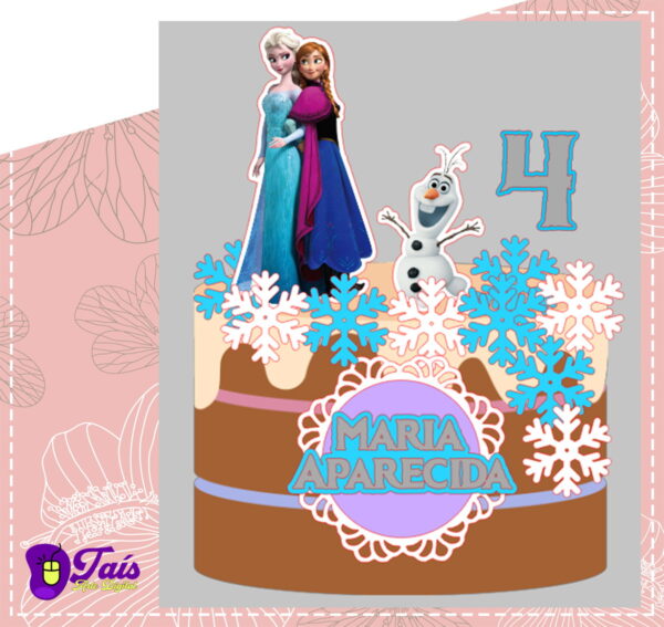Topo de Bolo Frozen 01 - Arquivo de Corte Silhouette e PDF