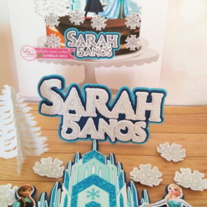 Topo de Bolo Frozen com Árvore 3d + 4 Arquivos a Sua Escolha