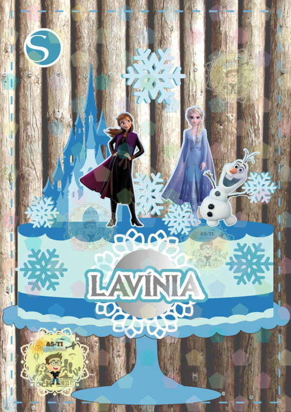TOPO DE BOLO FROZEN COM CASTELO PERSONALIZADO REF: 1332