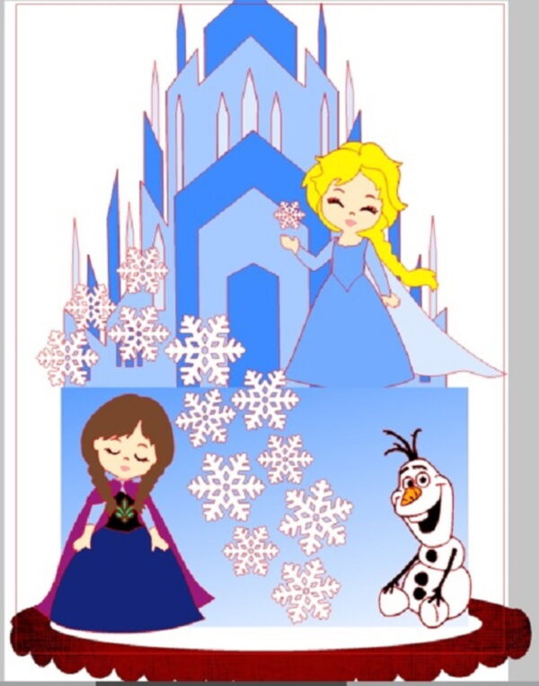 Topo de Bolo Frozen Cute em Camadas - Arquivo Digital