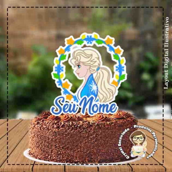 Topo De Bolo Frozen Elsa Ref 3887 - Arquivo Digital