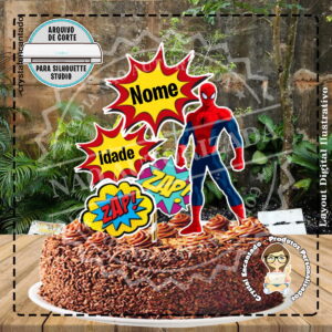 Topo de Bolo Homem Aranha 09 - Ref 4109 Arquivo Digital