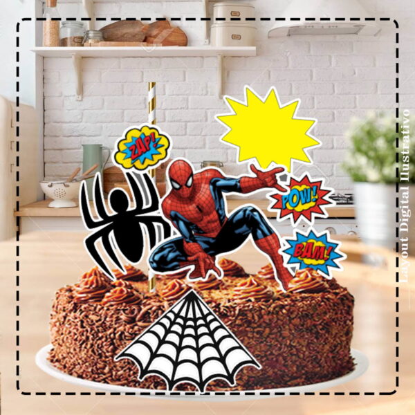 Topo de Bolo Homem Aranha 4107 Arquivo Digital