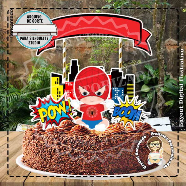 Topo de Bolo Homem Aranha Baby Ref 1149 Arquivo Digital