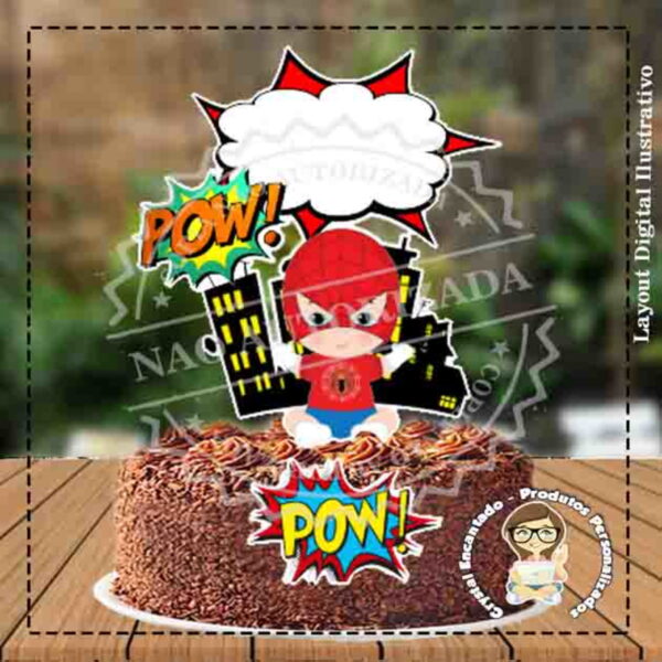 Topo de Bolo Homem Aranha Baby - Ref 1255 Arquivo Digital