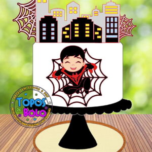 Topo de Bolo Homem Aranha Black Cute- Arquivo Digital
