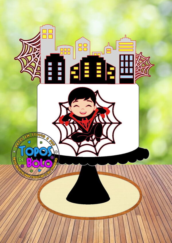 Topo de Bolo Homem Aranha Black Cute- Arquivo Digital