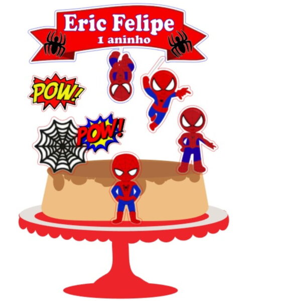 Topo de Bolo Homem Aranha Cute 2 + 4 Arquivos a Sua Escolha