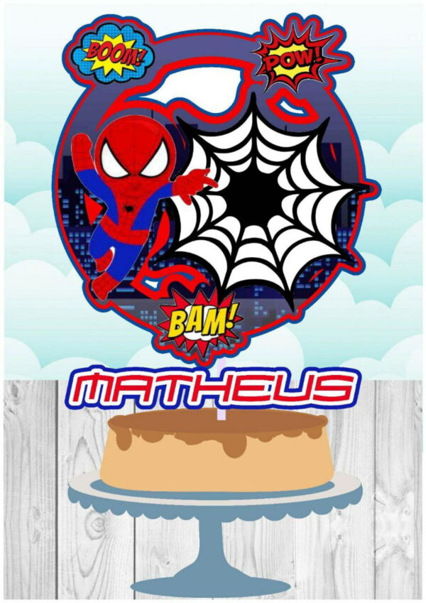 Topo de Bolo Homem Aranha Cute 3 + 4 Arquivos a Sua Escolha