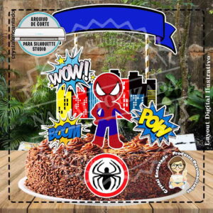 Topo de Bolo Homem Aranha Cute - Ref 4110 Arquivo Digital