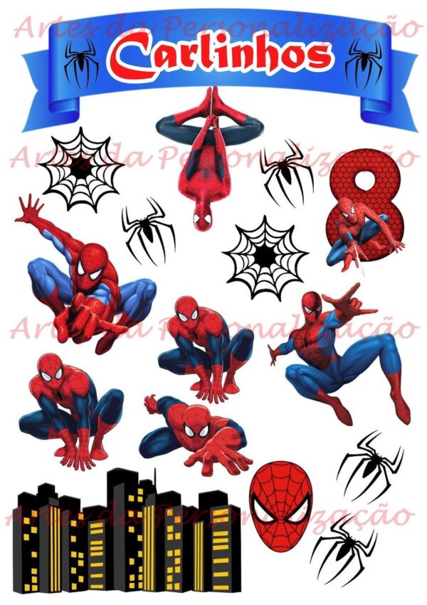 Topo de Bolo Homem Aranha Digital