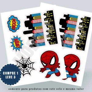 Topo de Bolo Homem Aranha Super Herói Compre 1 Leve 3