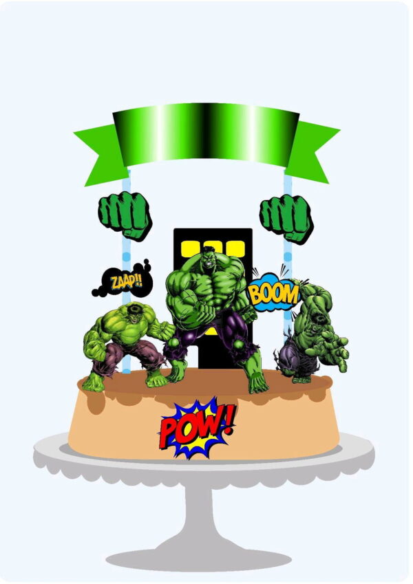 Topo de Bolo Hulk +4 Arquivos a Sua Escolha