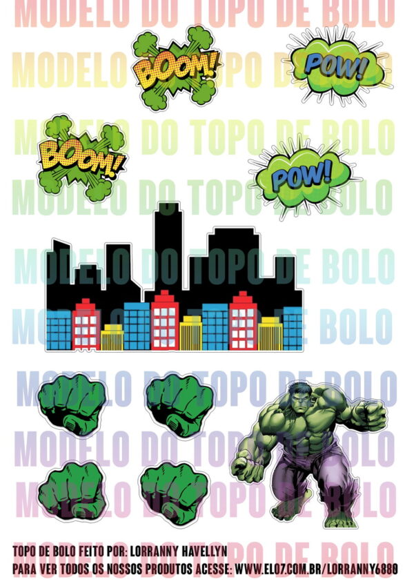 Arquivo Digital Topo de Bolo Hulk #1 - Image 2