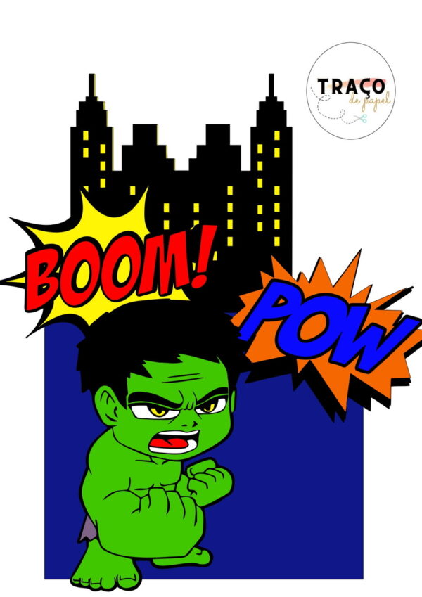 Topo de Bolo HULK CUTE - 100% Camadas (ARQUIVO DIGITAL)