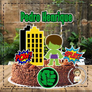 Topo de Bolo Hulk Cute - Ref 1837 Arquivo Digital