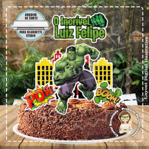 Topo de Bolo Hulk 04 - Ref 1838 Arquivo Digital