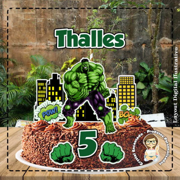 Topo de Bolo Hulk 03 - Ref 1839 Arquivo Digital