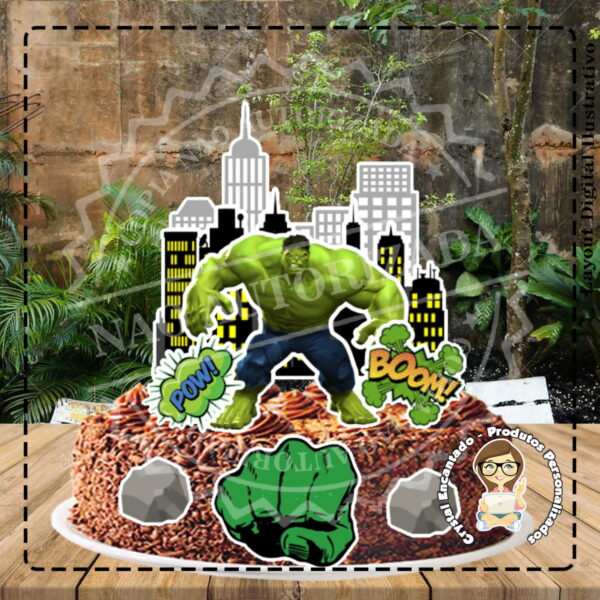 Topo de Bolo Hulk 06 - Ref 2964 Arquivo Digital