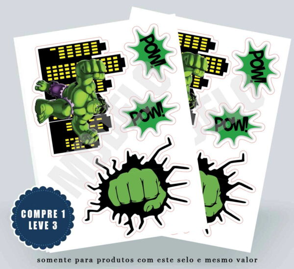 Topo de Bolo Hulk Super Herói Compre 1 Leve 3