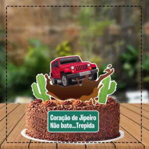 Topo de Bolo Jipe Vermelho - 3008 Arquivo Digital