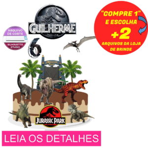 Topo de Bolo Jurassic Park 2 (Máquina Silhouette)