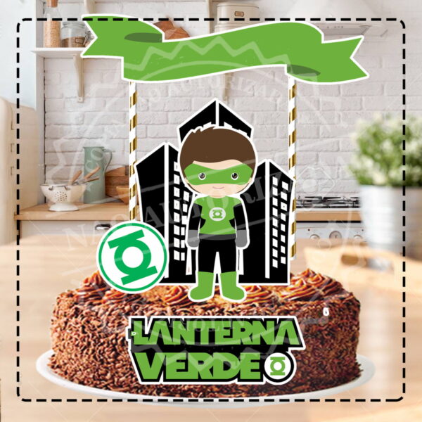 TOPO DE BOLO LANTERNA VERDE CUTE - ARQUIVO DIGITAL