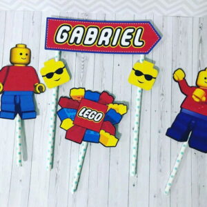 Topo de Bolo Lego 2 + 4 Arquivos a Sua Escolha