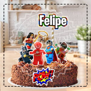 TOPO DE BOLO LEGO LIGA DA JUSTIÇA - ARQUIVO DIGITAL