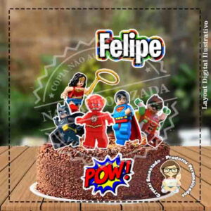 Topo de Bolo Lego Liga da Justiça - Ref 4263 Arquivo Digital