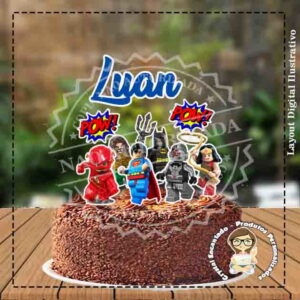 Topo de Bolo Lego Liga da Justiça - Ref 4262 Arquivo Digital