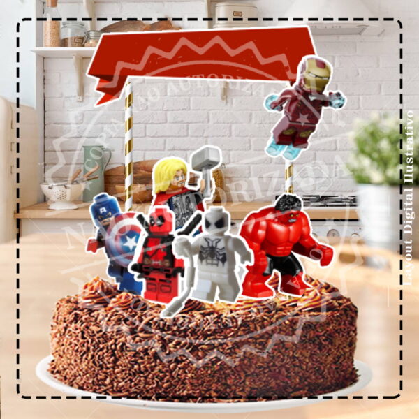 TOPO DE BOLO LEGO MARVEL - ARQUIVO DIGITAL