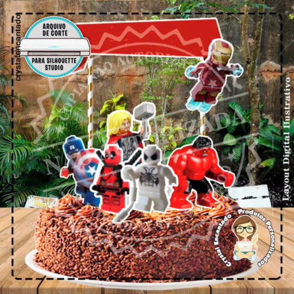 TOPO DE BOLO LEGO MARVEL - REF 2620 ARQUIVO DIGITAL